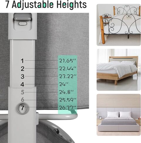 أسرّة أطفال Cowiewie ذات عجلات عالمية مع فرامل، سرير Co Sleeper مع مساحة تخزين، تصميم براءة اختراع بقفل مزدوج؛ ارتفاع 7 مستويات قابل للتعديل، بما في ذلك مرتبة الارتداد in Kuwait