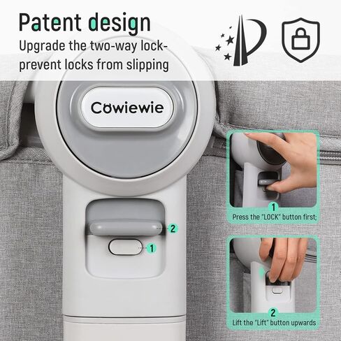 أسرّة أطفال Cowiewie ذات عجلات عالمية مع فرامل، سرير Co Sleeper مع مساحة تخزين، تصميم براءة اختراع بقفل مزدوج؛ ارتفاع 7 مستويات قابل للتعديل، بما في ذلك مرتبة الارتداد in Kuwait