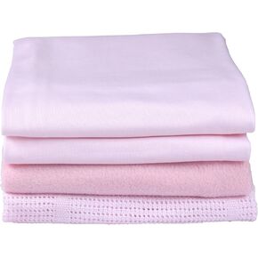 Clair de Lune Pram Sheets Bedding Bale Gift Set, Pink, 4 Piece in Kuwait