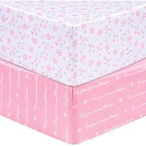 Sammy & Lou Girl Forest 2-Pack Microfiber Fitted Crib Sheet Set, Fits Standard Crib Mattress 28 in x 52 in; Fully Elasticized, in Saudi Arabia