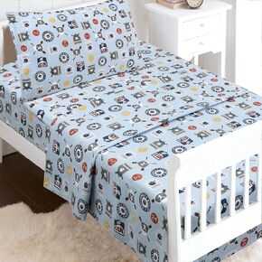Danica 3-Piece 100% Cotton Toddler Sheet Set for Boys & Girls, Includes Top Sheet, Fitted Sheet, Standard Pillow Case (Lavender Purple Giraffe & Elephant) in Kuwait