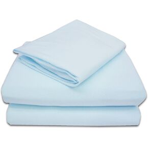 TL Care 100% Natural Cotton Jersey Knit 3-Piece Toddler Sheet Set, Blue, Soft Breathable, for Boys and Girls