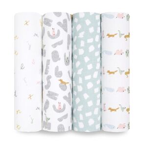 aden + anais Essentials Disney Muslin Swaddle Blankets for Baby Girls and Boys, Newborn Receiving Blanket for Swaddling, 100% Cotton Baby Swaddle Wrap, 4 Pack, Winnie + Friends in Saudi Arabia