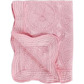 Toddlers and Baby Quilt Lightweight Blanket Embossed Cotton Quilt 4 Seasons Scalloped Newborn Baby Boy/Girl (Pink) in Kuwait