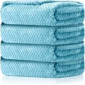 4 Pack Baby Fuzzy Blanket 30" x 40" Fluffy Waffle Flannel Fleece Baby Blanket for Newborn Infant Baby Receiving Blanket for Crib Stroller Travel Decorative (Gray)