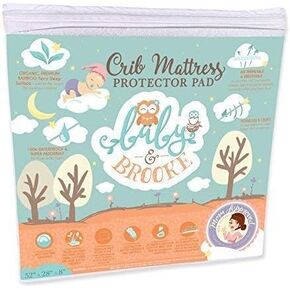 Organic Bamboo Fitted Crib Mattress Protector Pad by Baby&Brooke – 100% Waterproof, Absorbent, Non-Toxic, Breathable Mattress Cover - (52"x 28"x 8") in Saudi Arabia