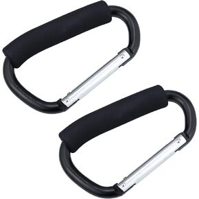 JIALEEY Grocery Bag Shopping Bag Holder Handle Carrier Tool Multi Purpose Snap Hook Stroller Hook Set Organizer Accessories with Soft Foam Grip for Hanging, Pack of 2, Black in Kuwait