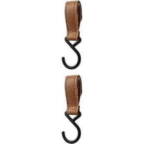 2Pcs Plastic Multi Purpose Hooks,Universal Stroller Hooks for Hanging Bags and Shopping,Adjustable Length Velcro Buckle, Strong Weight-Bearing(Brown) in Saudi Arabia