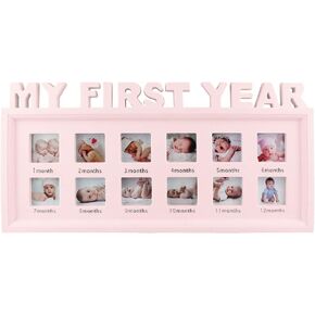 ESTAMICO Baby Picture Frames My Frist Year Photo Keepsake for Baby 1-12 Months Memory, White in Kuwait
