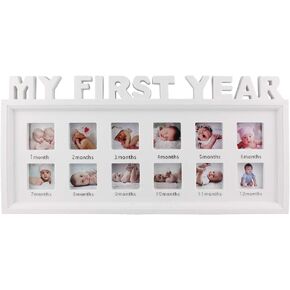 ESTAMICO Baby Picture Frames My Frist Year Photo Keepsake for Baby 1-12 Months Memory, White in Saudi Arabia