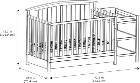 Storkcraft Steveston 5-in-1 Convertible Crib with Drawer (Gray) - Converts from Baby Crib to Toddler Bed, Daybed and Full-Size, Fits Standard Full-Size Crib Mattress, Adjustable Mattress Support Base in Kuwait
