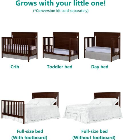 Dream On Me Cape Cod 5-In-1 Convertible Crib In Pebble Grey, Greenguard Gold And JPMA Certified, Built Of Sustainable New Zealand Pinewood, 3 Mattress Height Positions in Saudi Arabia