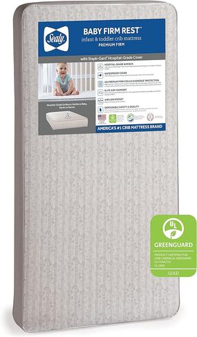Firm Rest Antibacterial 2-Stage Dual Firmness Waterproof Baby Crib Mattress & Toddler Bed Mattress, 204 Premium Coils, Medical-Grade Surface, Hypoallergenic, Made in USA, 52"X28" in Kuwait
