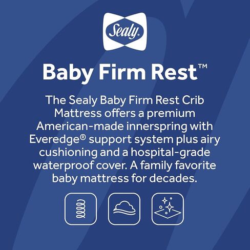 Firm Rest Antibacterial 2-Stage Dual Firmness Waterproof Baby Crib Mattress & Toddler Bed Mattress, 204 Premium Coils, Medical-Grade Surface, Hypoallergenic, Made in USA, 52"X28" in Kuwait