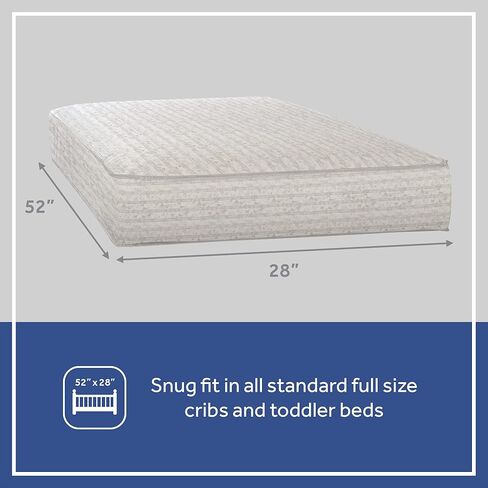 Firm Rest Antibacterial 2-Stage Dual Firmness Waterproof Baby Crib Mattress & Toddler Bed Mattress, 204 Premium Coils, Medical-Grade Surface, Hypoallergenic, Made in USA, 52"X28" in Kuwait