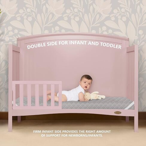 Dream On Me Asheville 4" Firm Fiber Crib And Toddler Mattress | Waterproof | GreenGuard Gold Certified | Dual-Sided Mattress | Grey Embossed Cover | Lightweight Reversible Design in Kuwait