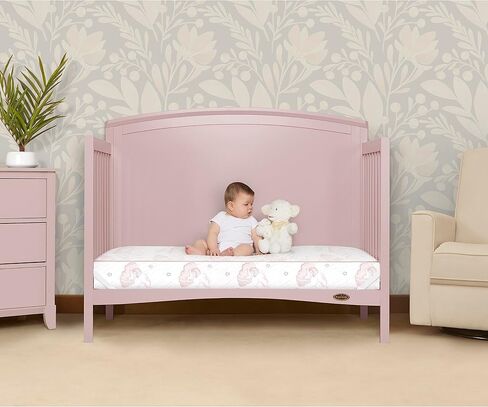 Dream On Me Twilight 80 Coil Spring Crib and Toddler Bed Mattress, Wave Pink, 5" in Saudi Arabia