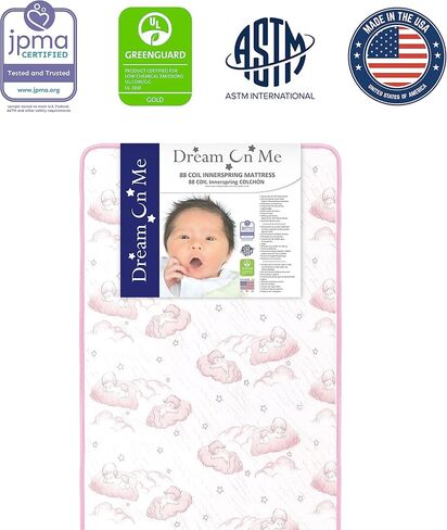 Dream On Me Twilight 80 Coil Spring Crib and Toddler Bed Mattress, Wave Pink, 5" in Saudi Arabia