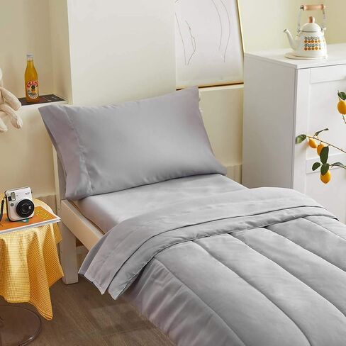 UOZZI BEDDING 4 Pieces Toddler Bedding Set Ultra Soft and Breathable Toddler Sheet Set - Includes Comforter, Flat Sheet, Fitted Sheet and Pillowcase - Royal Blue & Gray in Saudi Arabia