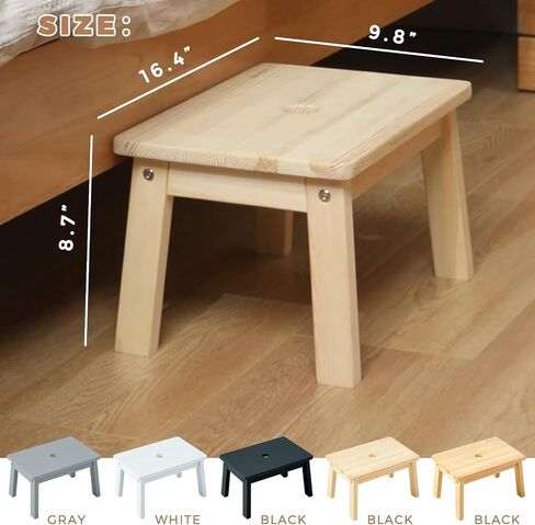 HOUCHICS Wooden Step Stool for Kids,Solid Birch for Kitchen Bedroom Living Room Bathroom Toilet Nursery Toddlers Potty Training Stool with Non-Slip Pads and 220lb Load Capacity (Gray in Saudi Arabia