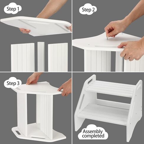 AMBIRD Wooden Step Stool, Two Step Stools Toddler 300 lbs Capacity with Safety Non-Slip Pads and Handles, Bamboo Step Stool for Bathroom, Kitchen Dual Height Step Stools for Kids (Natural) in Kuwait