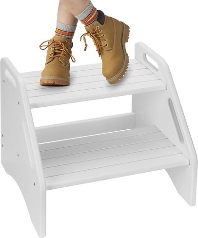 AMBIRD Wooden Step Stool, Two Step Stools Toddler 300 lbs Capacity with Safety Non-Slip Pads and Handles, Bamboo Step Stool for Bathroom, Kitchen Dual Height Step Stools for Kids (Natural) in Kuwait