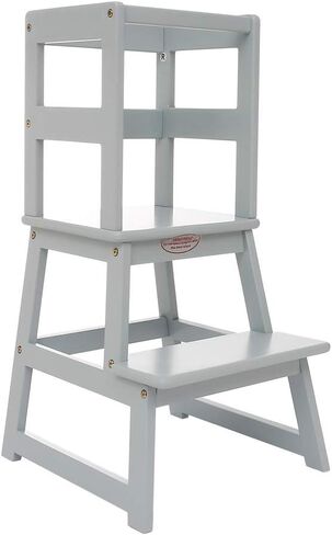 SDADI Kids Kitchen Step Stool Tower for Toddlers, Holds up to 150 lbs, w/ Safety Rail, Wide Platform Design, and 4 Anti-Slip Strips, Black in Saudi Arabia