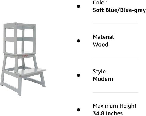 SDADI Kids Kitchen Step Stool Tower for Toddlers, Holds up to 150 lbs, w/ Safety Rail, Wide Platform Design, and 4 Anti-Slip Strips, Black in Saudi Arabia