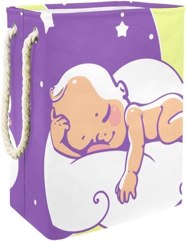 Baby Sleeping On Moon Laundry Basket, Waterproof Square Oxford Cloth Foldable Storage Basket in Saudi Arabia