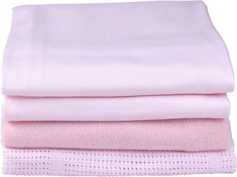 Clair de Lune Pram Sheets Bedding Bale Gift Set, Pink, 4 Piece in Kuwait
