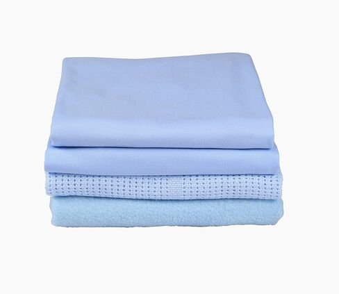 Clair de Lune Pram Sheets Bedding Bale Gift Set, Blue, 4 Piece in Kuwait