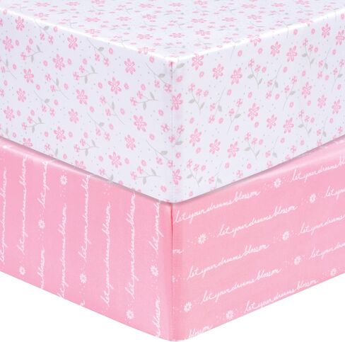 Sammy & Lou Girl Forest 2-Pack Microfiber Fitted Crib Sheet Set, Fits Standard Crib Mattress 28 in x 52 in; Fully Elasticized, in Kuwait
