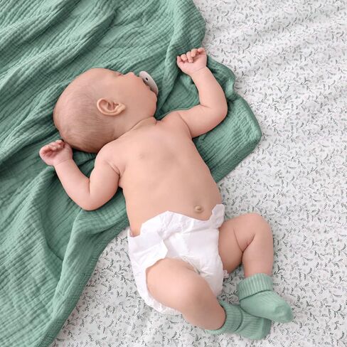 lulumoon Muslin Baby Blanket Neutral: 100% Cotton Crib Blanket for Toddler | 4-Layer Breathable Nursery Blanket for Daycare & Stroller - Soft Lightweight Baby Swaddle for Boys and Girls 47x47in(Ivory) in Saudi Arabia