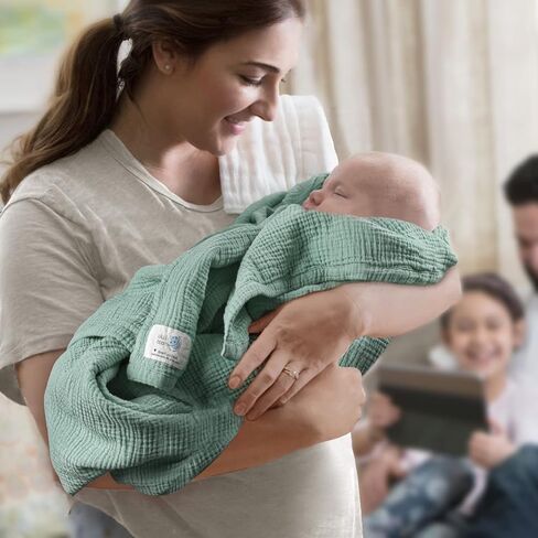 lulumoon Muslin Baby Blanket Neutral: 100% Cotton Crib Blanket for Toddler | 4-Layer Breathable Nursery Blanket for Daycare & Stroller - Soft Lightweight Baby Swaddle for Boys and Girls 47x47in(Ivory) in Saudi Arabia
