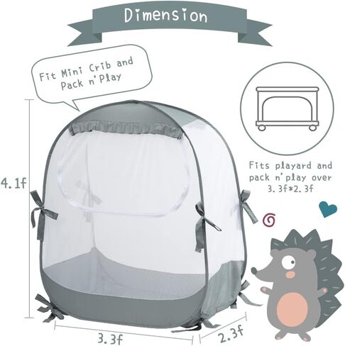 L RUNNZER Pop Up Pack N Play Tent, Baby Net to Keep Toddler in, Mini Crib Canopy for Pack and Play, See Through, Breathable & Portable in Kuwait