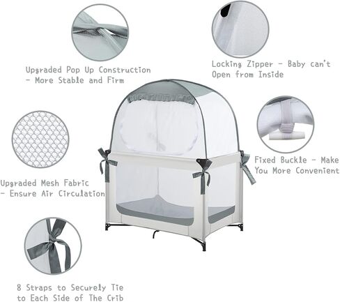 L RUNNZER Pop Up Pack N Play Tent, Baby Net to Keep Toddler in, Mini Crib Canopy for Pack and Play, See Through, Breathable & Portable in Kuwait
