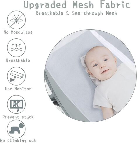 L RUNNZER Pop Up Pack N Play Tent, Baby Net to Keep Toddler in, Mini Crib Canopy for Pack and Play, See Through, Breathable & Portable in Kuwait
