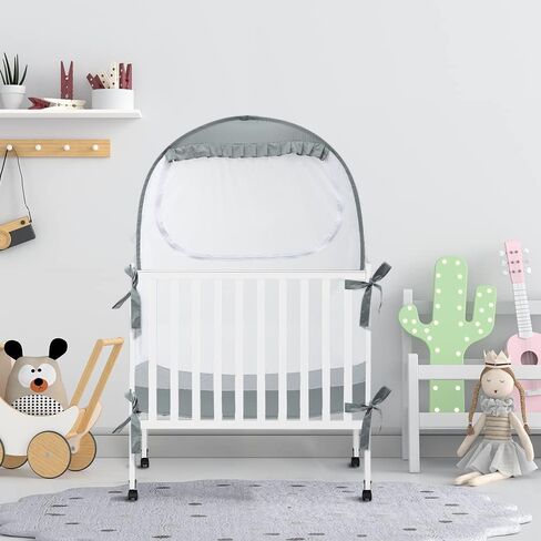 L RUNNZER Pop Up Pack N Play Tent, Baby Net to Keep Toddler in, Mini Crib Canopy for Pack and Play, See Through, Breathable & Portable in Kuwait
