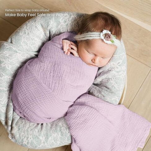 lulumoon Muslin Swaddle Blankets for Baby: 100% Cotton Receiving Blankets | Breathable Wrap for Newborn Swaddling - Nursery Gift for Baby Girls (Pink Flower) in Saudi Arabia
