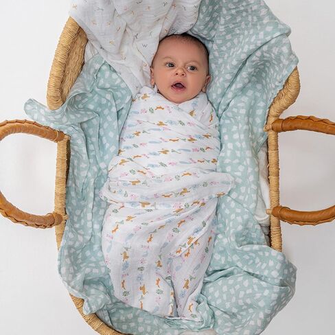 aden + anais Essentials Disney Muslin Swaddle Blankets for Baby Girls and Boys, Newborn Receiving Blanket for Swaddling, 100% Cotton Baby Swaddle Wrap, 4 Pack, Winnie + Friends in Saudi Arabia
