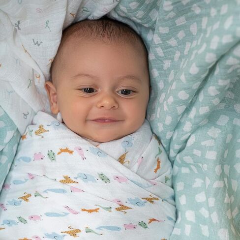 aden + anais Essentials Disney Muslin Swaddle Blankets for Baby Girls and Boys, Newborn Receiving Blanket for Swaddling, 100% Cotton Baby Swaddle Wrap, 4 Pack, Winnie + Friends in Saudi Arabia