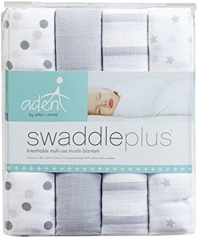aden + anais Essentials Disney Muslin Swaddle Blankets for Baby Girls and Boys, Newborn Receiving Blanket for Swaddling, 100% Cotton Baby Swaddle Wrap, 4 Pack, Winnie + Friends in Saudi Arabia