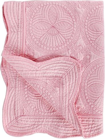 Toddlers and Baby Quilt Lightweight Blanket Embossed Cotton Quilt 4 Seasons Scalloped Newborn Baby Boy/Girl (Pink) in Saudi Arabia