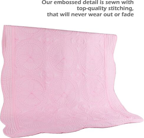Toddlers and Baby Quilt Lightweight Blanket Embossed Cotton Quilt 4 Seasons Scalloped Newborn Baby Boy/Girl (Pink) in Saudi Arabia