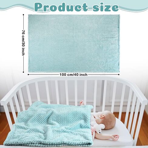 Reginary 4Pcs 30x40 Baby Blankets Fuzzy,Light Blue, Pink, Beige, Gray | Waffle Flannel Baby Throw Blankets, Warm Nursery & Crib Blankets, Girl & Boy Newborn Infant in Saudi Arabia