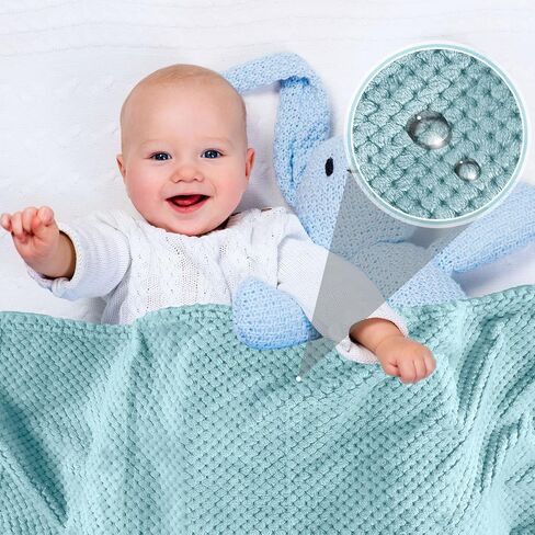 Reginary 4Pcs 30x40 Baby Blankets Fuzzy,Light Blue, Pink, Beige, Gray | Waffle Flannel Baby Throw Blankets, Warm Nursery & Crib Blankets, Girl & Boy Newborn Infant in Saudi Arabia