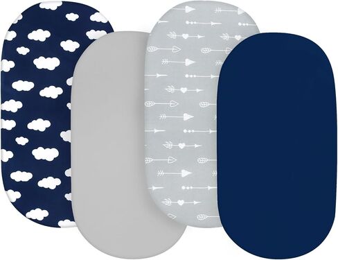 Baby Bassinet Sheets 4 Pack Fit for 33" x 20" Mika Micky, Baby Delight | Compatible with Dream On Me, AMKE and Other Rectangle Bassinet Mattress, Ultra Soft & Skin Friendly, Washer & Dryer in Saudi Arabia