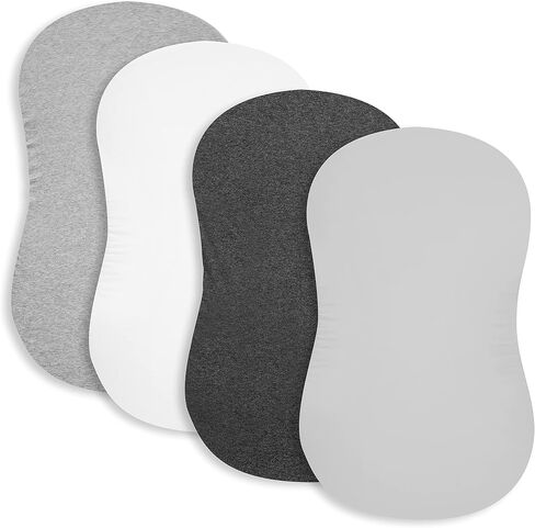 Bassinet Bed Sheets – Premium Bassinet Fitted Sheet for Halo, Mika Micky, Maxi COSI & Others - 4 Pack 100% Jersey Knit - Bassinet Bedding for Standard Size Oval or Halo Bassinet Pads for Boys & Girls in Saudi Arabia