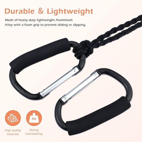JIALEEY Grocery Bag Shopping Bag Holder Handle Carrier Tool Multi Purpose Snap Hook Stroller Hook Set Organizer Accessories with Soft Foam Grip for Hanging, Pack of 2, Black in Saudi Arabia