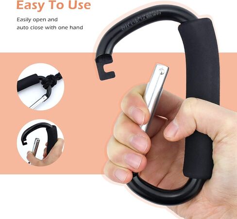 JIALEEY Grocery Bag Shopping Bag Holder Handle Carrier Tool Multi Purpose Snap Hook Stroller Hook Set Organizer Accessories with Soft Foam Grip for Hanging, Pack of 2, Black in Saudi Arabia